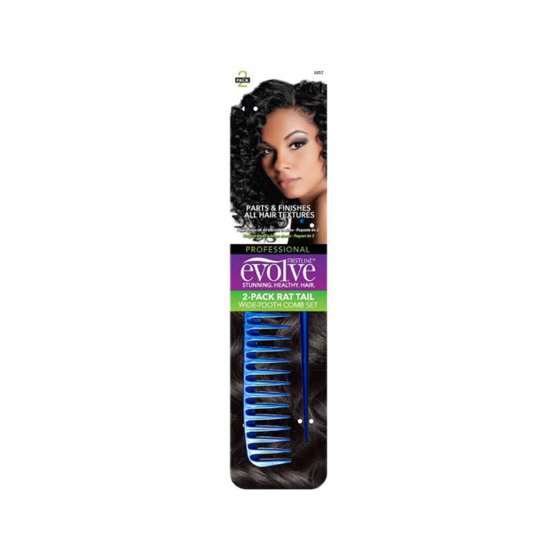 Evolve 2 Pack Wide Tooth Rat Tail Comb Set