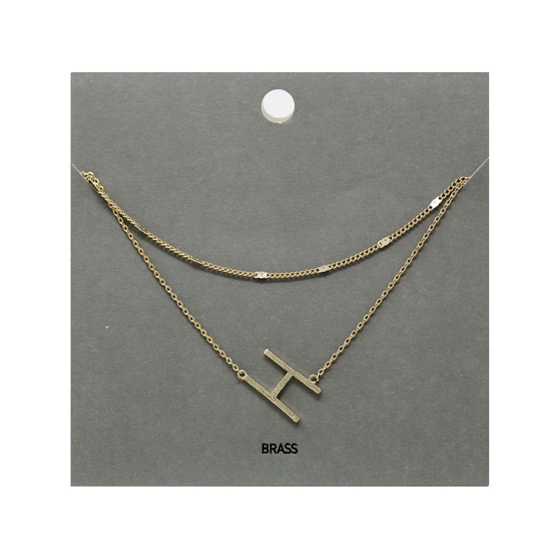 H Initial Double Layer Short Necklace