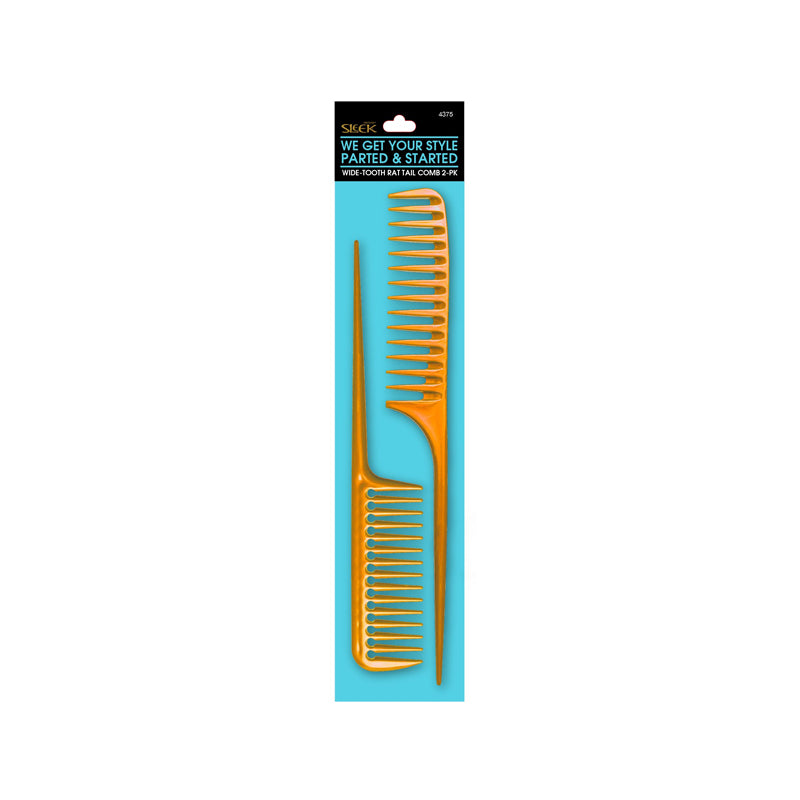 Sleek Wide-Tooth 2-Pack Rat Tail Comb