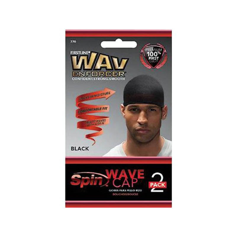 WavEnforcer Spin Wave Caps - Black  2 count